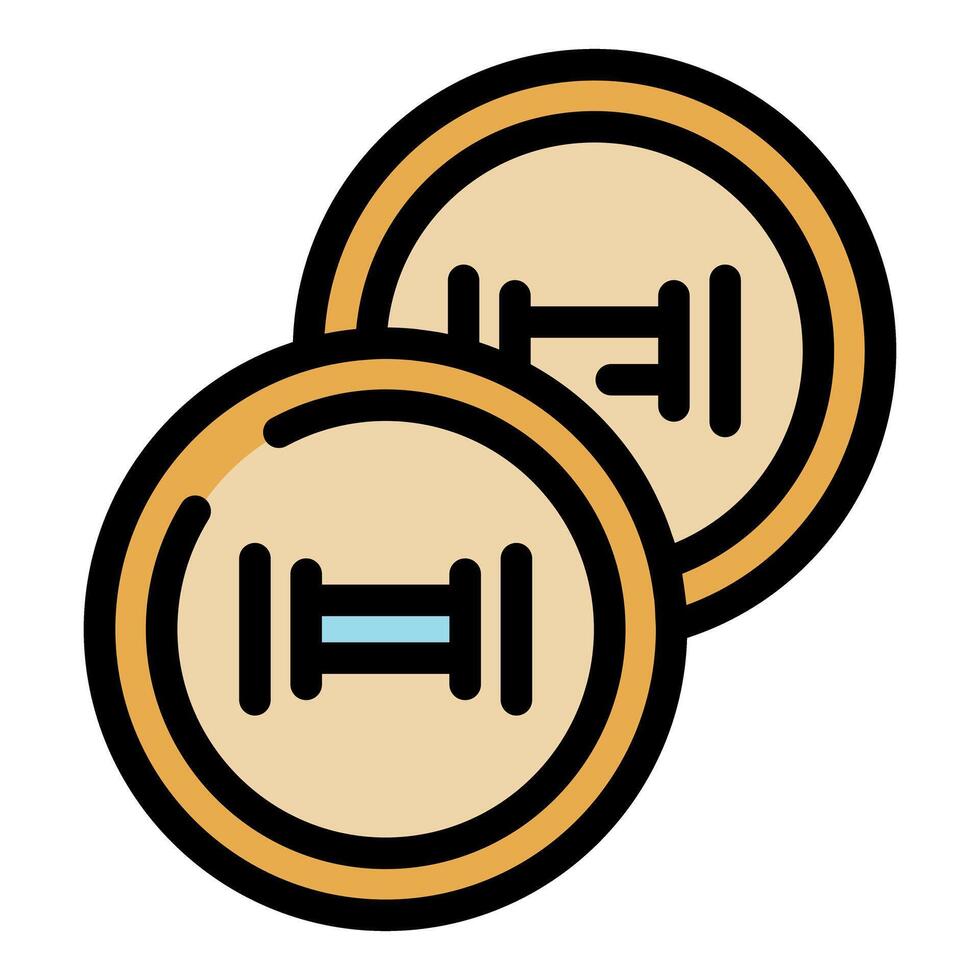 Round icons representing dumbbells for fitness training vector