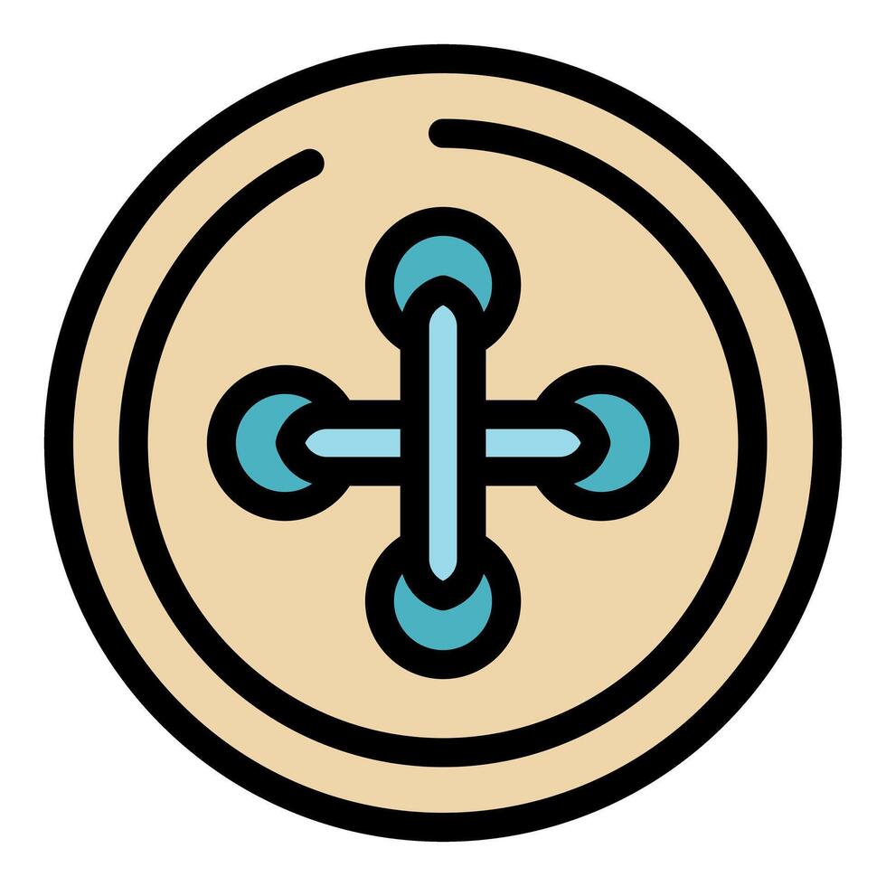 Round clothing button with cross shaped stitching fastener vector