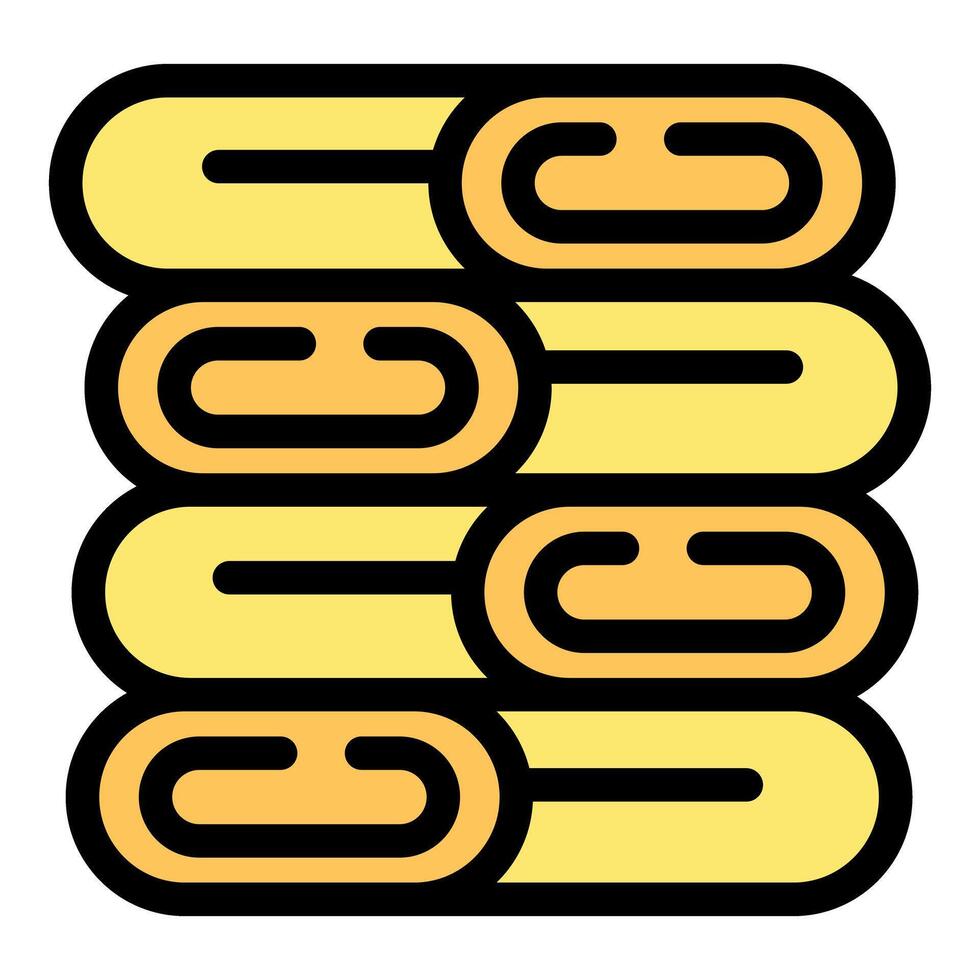 Stack of folded yellow sleeping bags for camping and hiking vector