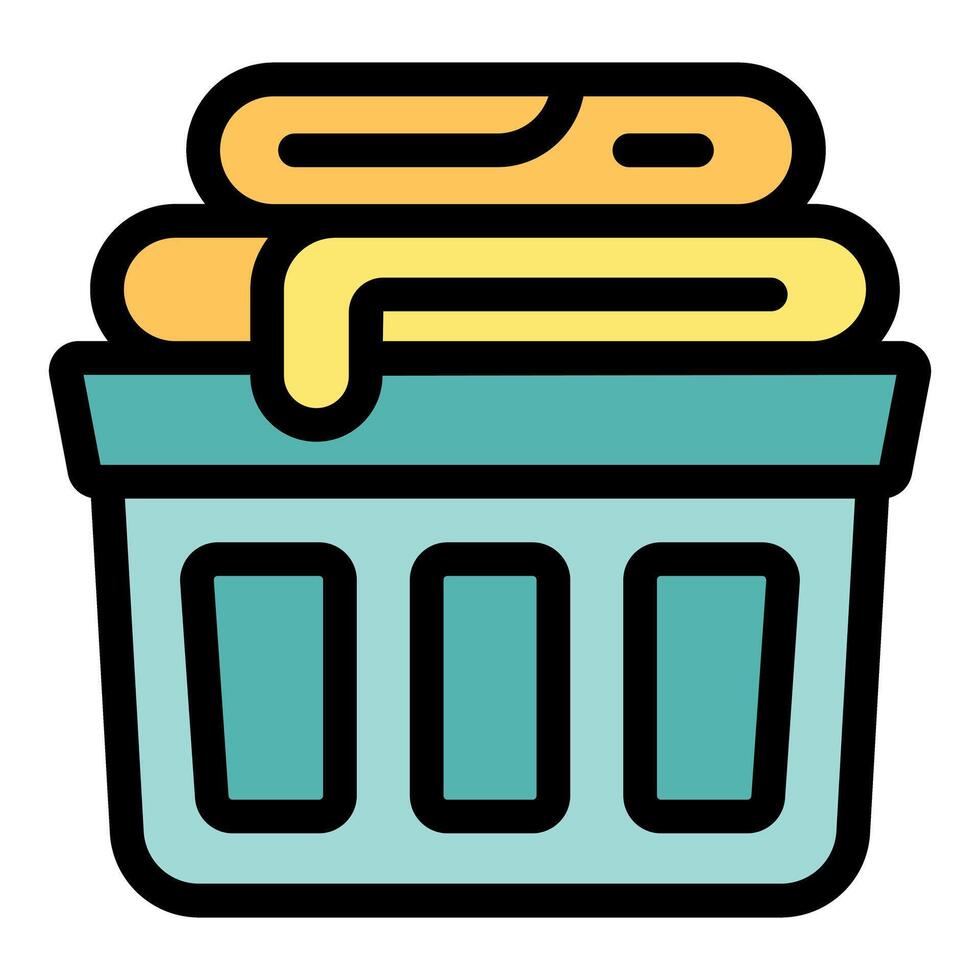 Laundry basket full of folded clothes, dripping wet and ready for the dryer vector