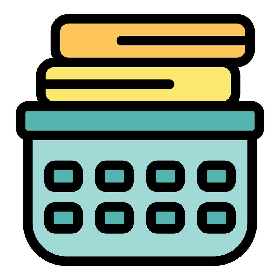 Laundry basket filled with clean clothes, ready for folding and organization vector