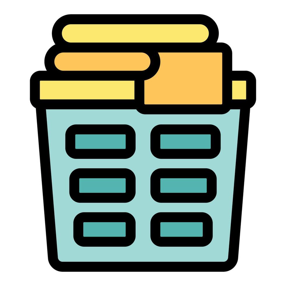 Laundry basket overflowing with folded clothes, a symbol of domestic chores vector