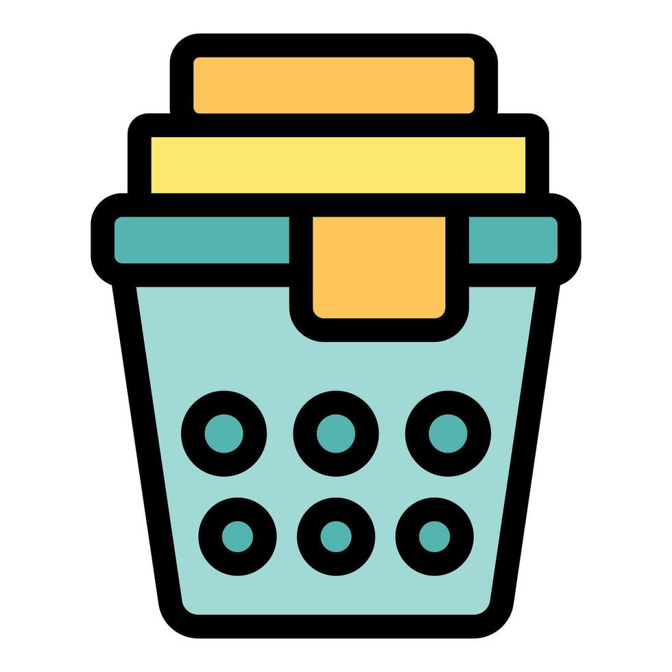 Laundry basket full of clean clothes and detergent sheets vector