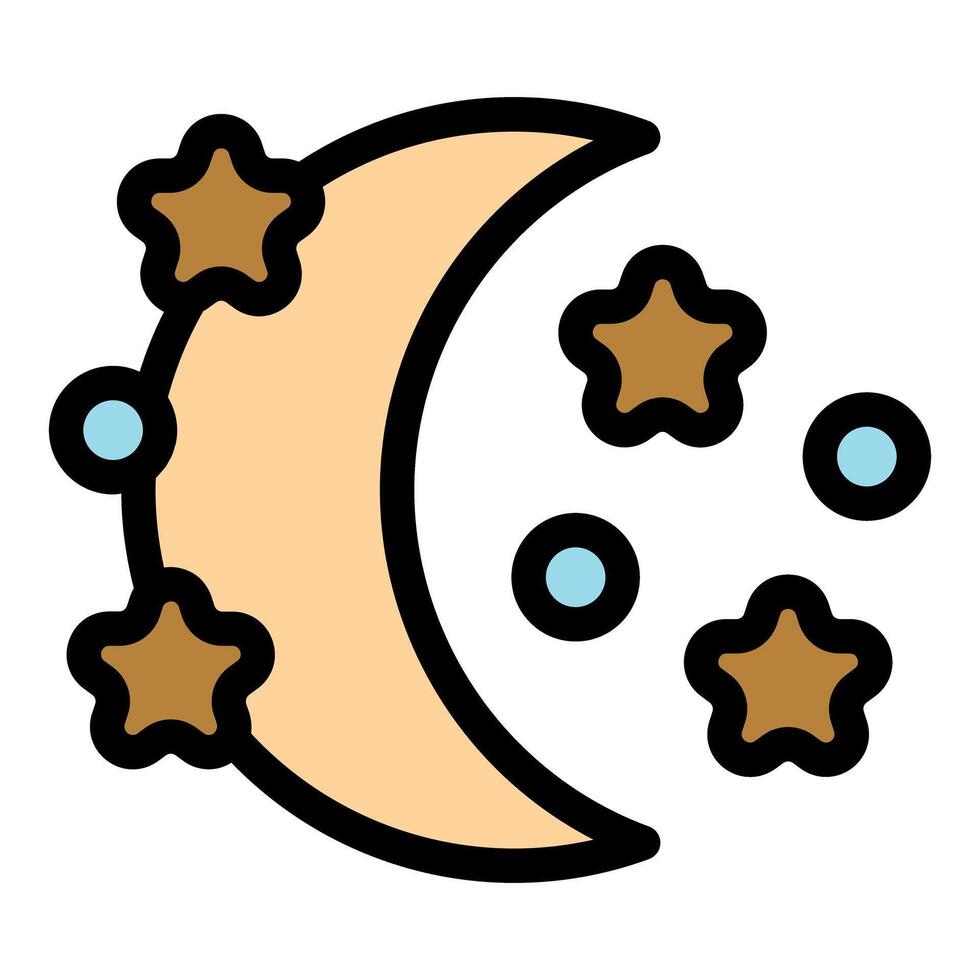 Crescent moon shining with stars and planets in the night sky vector