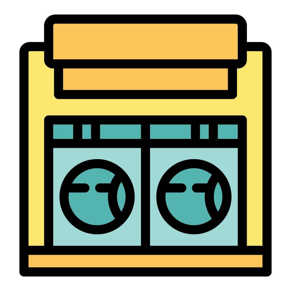 Laundromat washing machines showing cleanliness and hygiene vector