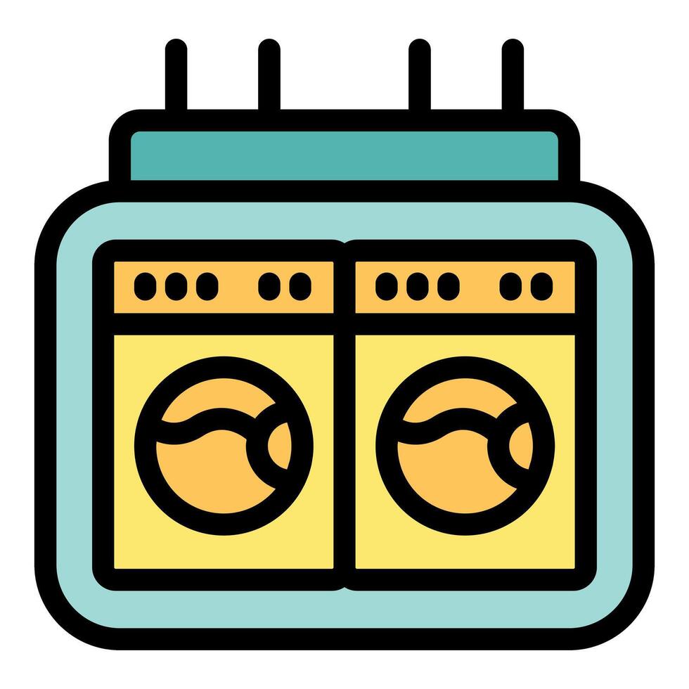 Laundromat washing machines showing clean clothes washing concept vector