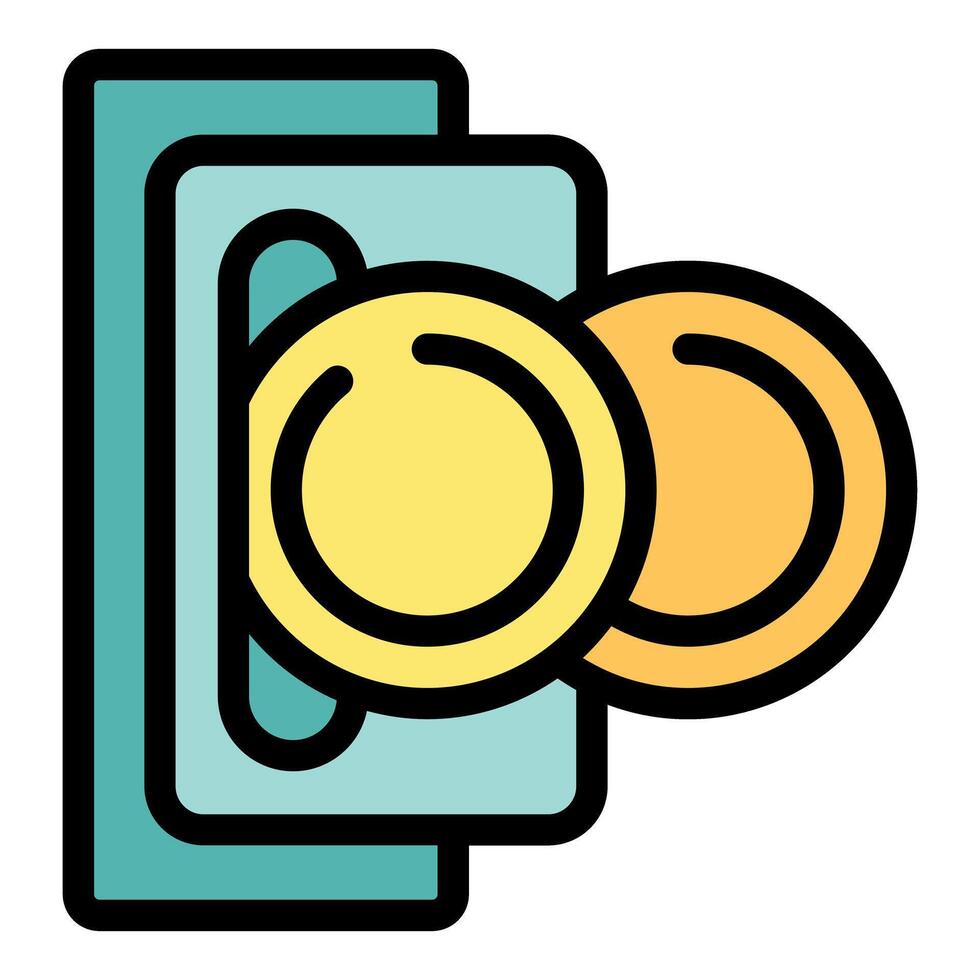 Wallet inserting coins into payment terminal for cashless transaction vector