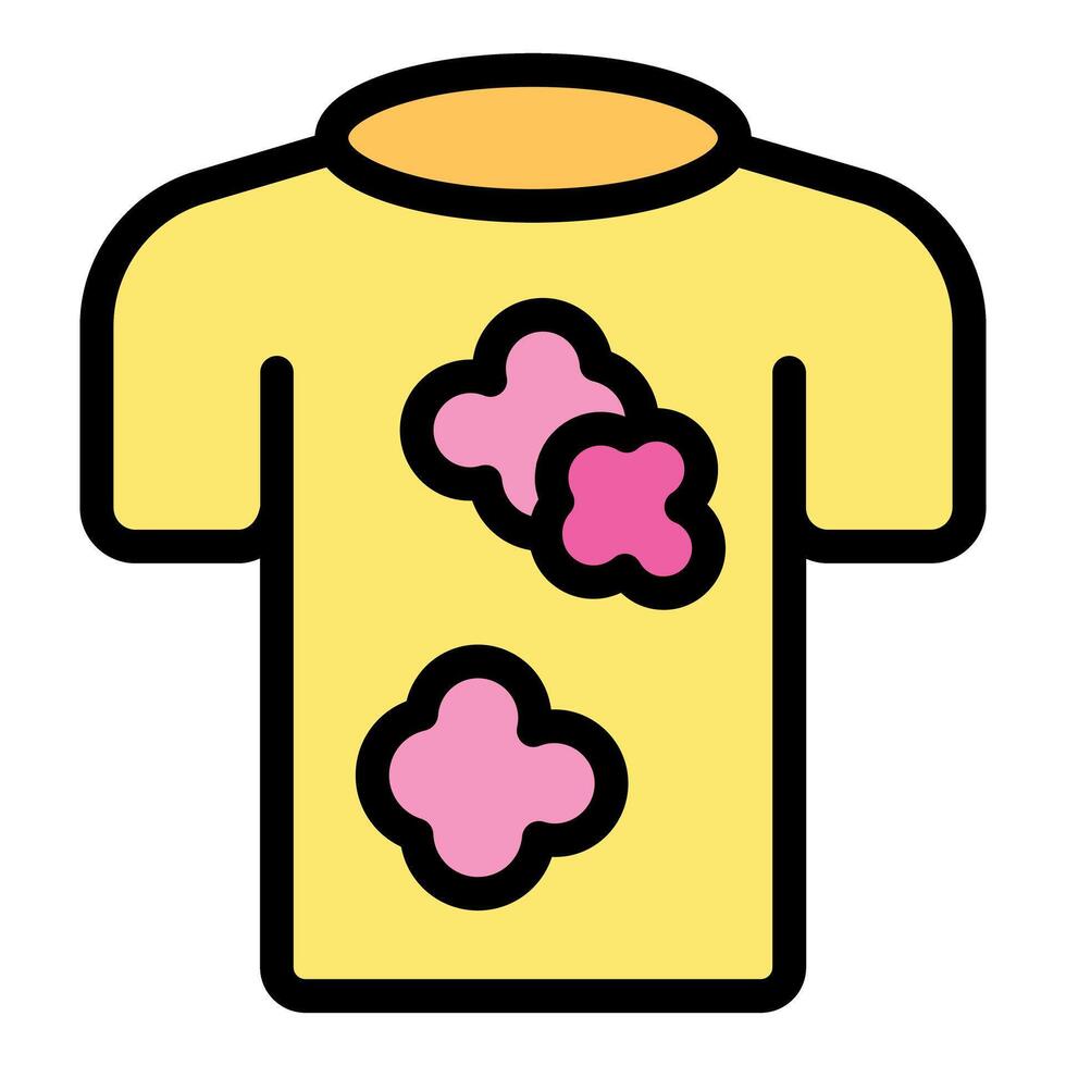 Yellow t shirt with pink floral print celebrating spring season vector