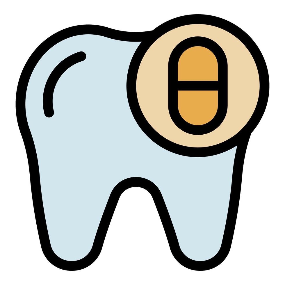 Tooth and capsule representing dental medication and healthcare vector