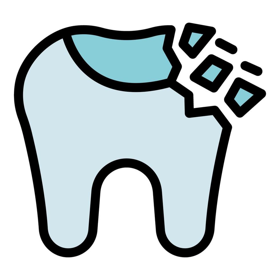 Broken tooth showing enamel and dentin layers suffering from damage vector