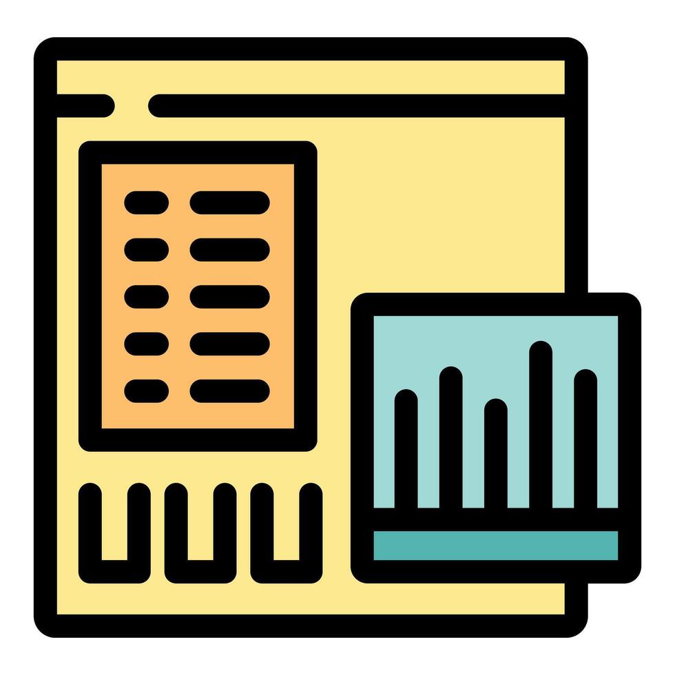 Web page showing analytics with charts and server status vector