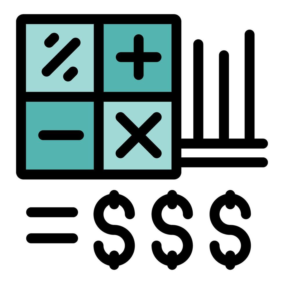 Calculator calculating money resulting from growing vertical bars graph vector