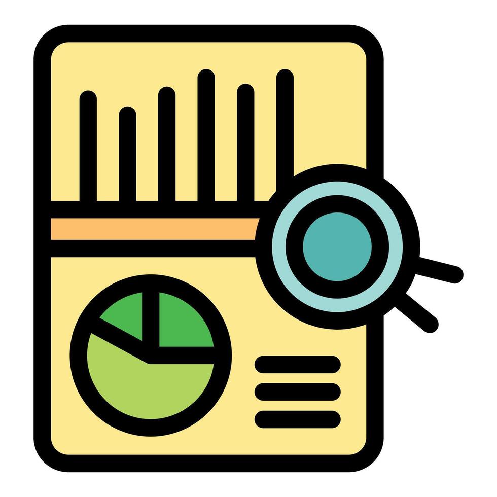 Auditing business data report with magnifying glass, analysis and optimization vector