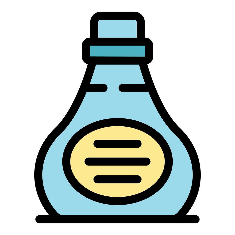 Light blue plastic bottle packaging with yellow label and lines showing liquid content vector