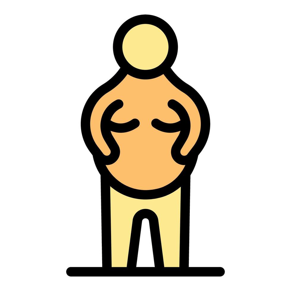 Overweight person holding belly fat, obesity and unhealthy lifestyle concept vector