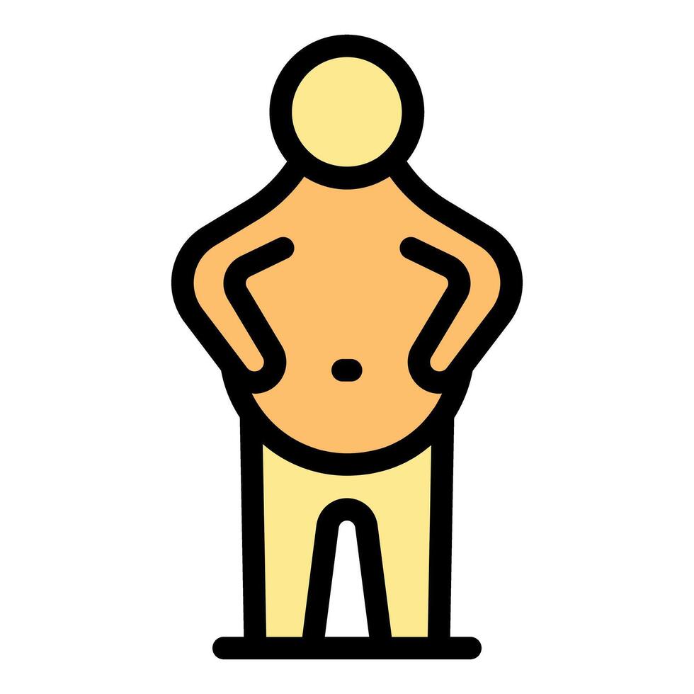 Obese person standing with hands on hips, depicting overweight issues vector