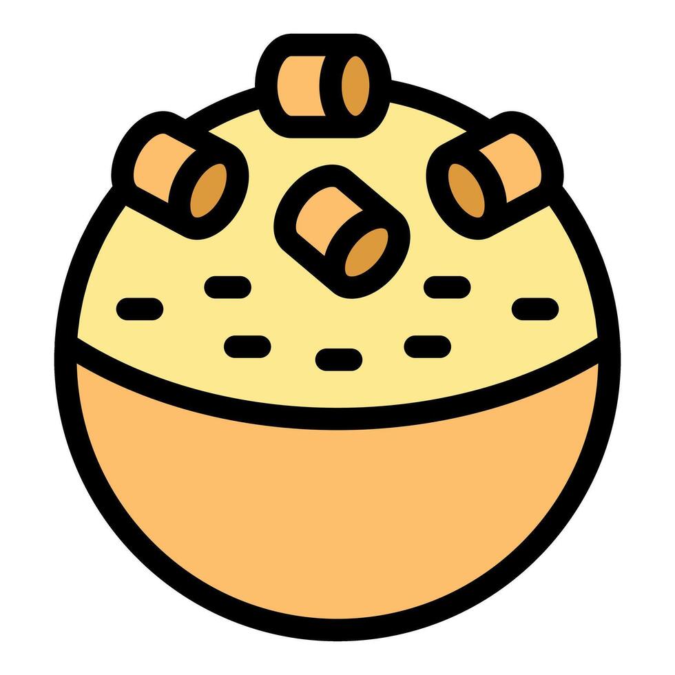 Bowl of porridge being topped with sliced banana vector