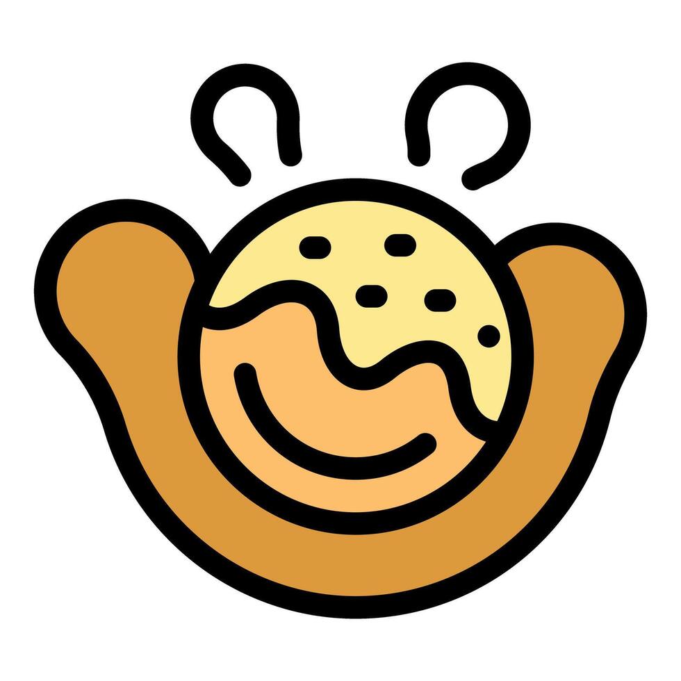 Hot bun is steaming in a paper container and smiling vector