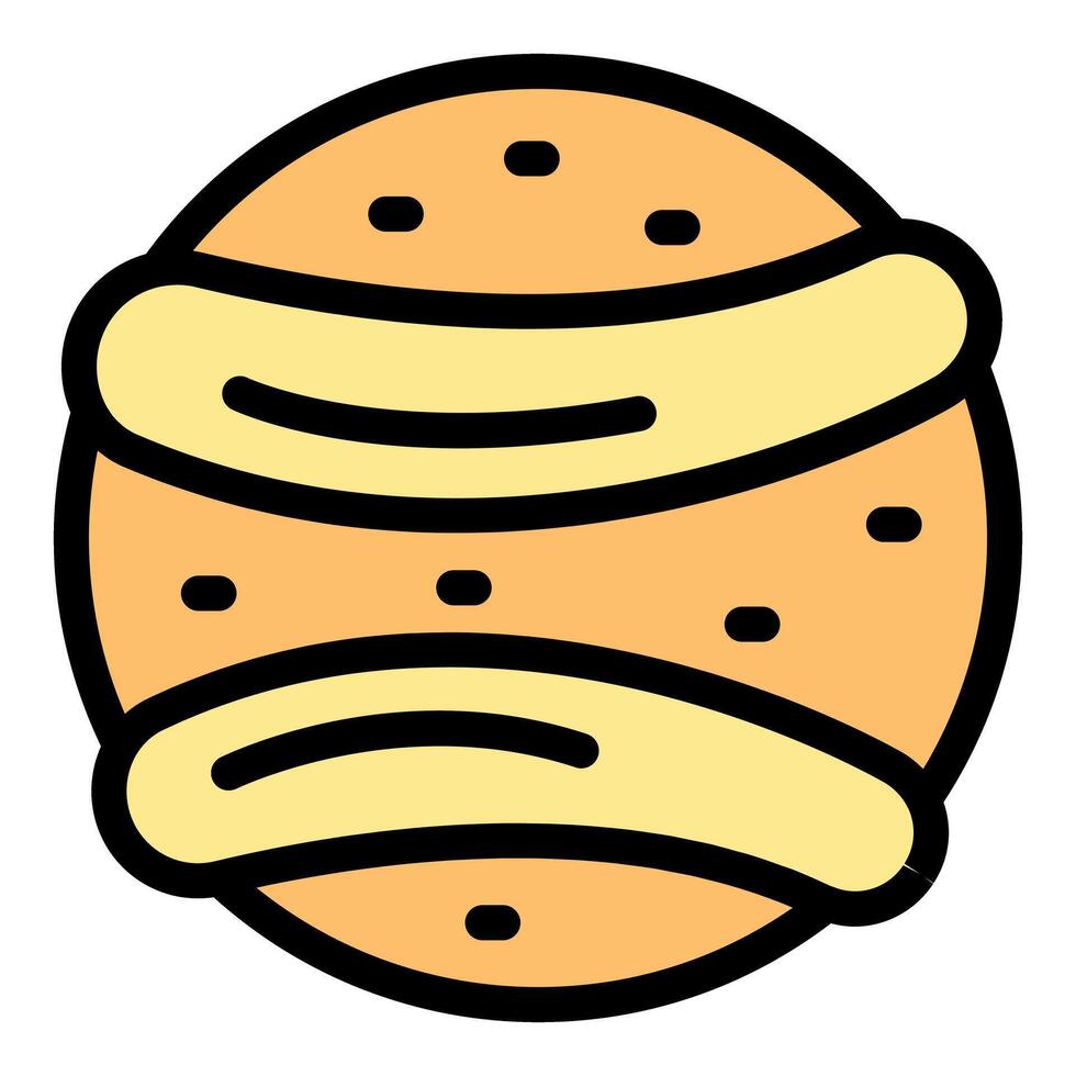 Round burger bun wrapping around beef patty with sesame seeds and cheese vector