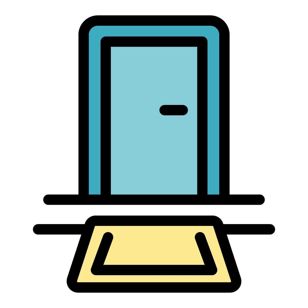 Doormat placed in front of closed door, keeping home clean and safe vector