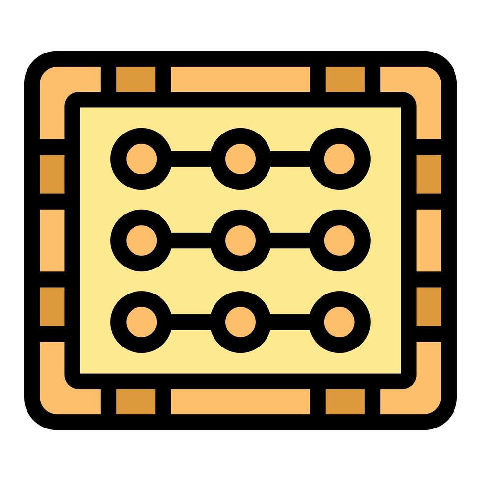 Wooden abacus showing three rows of beads connected by rods for calculation vector
