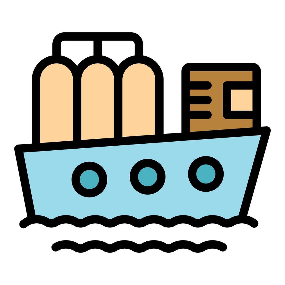 Cargo ship carrying containers across the ocean vector