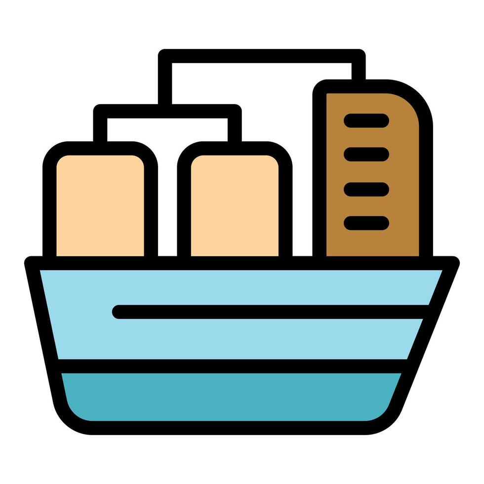 Cargo ship with containers and crane, representing maritime logistics and freight transportation vector