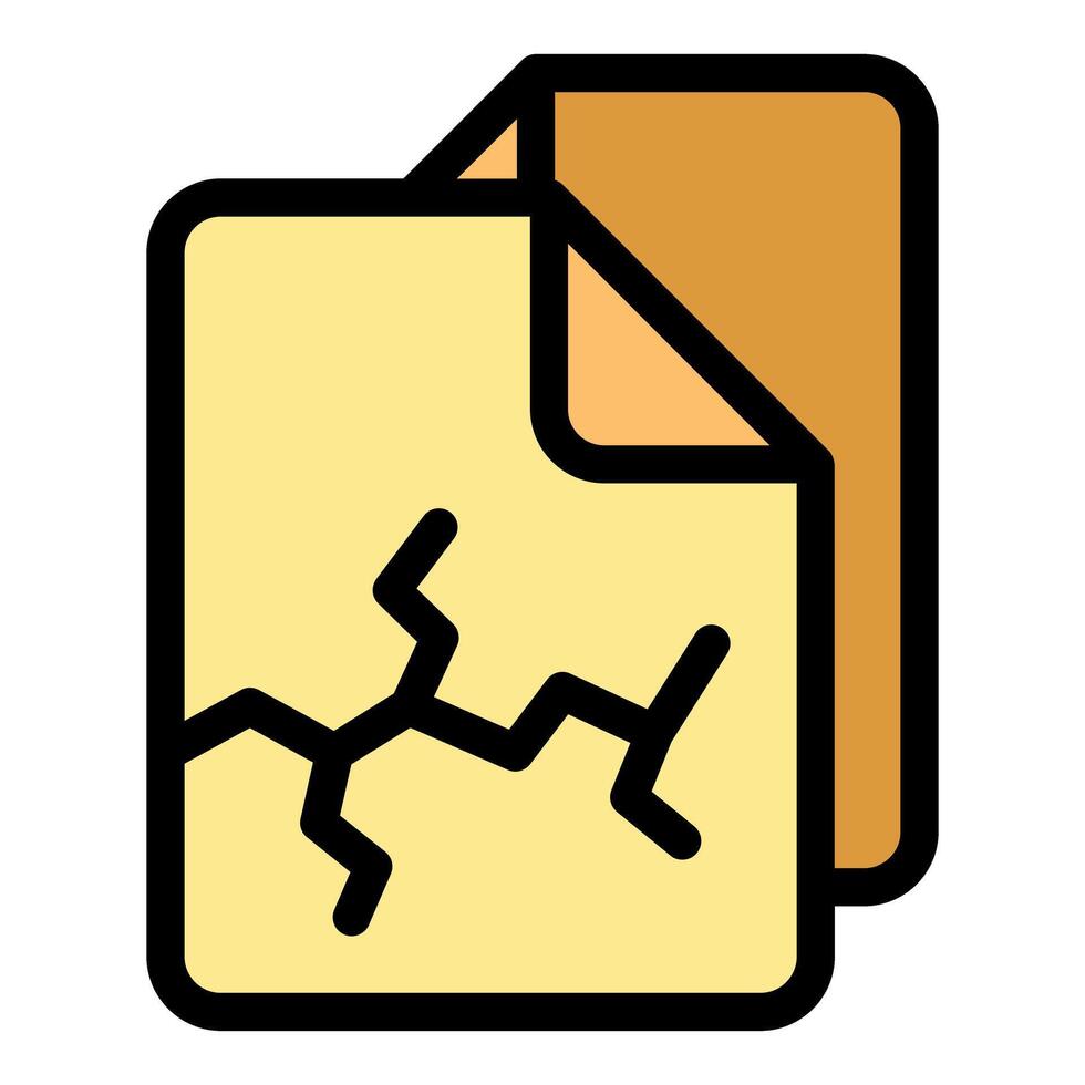 Damaged documents showing cracks, data loss or corruption concept vector