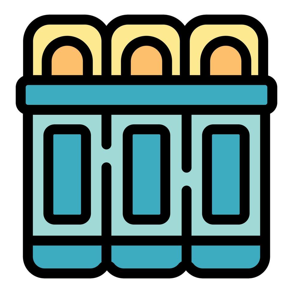 Three markers pack in a row creating colorful artwork vector