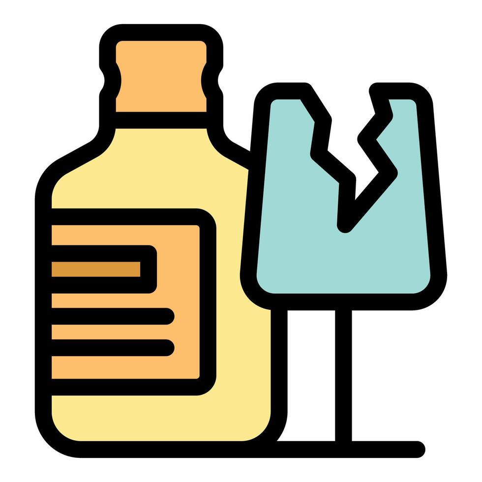 Alcohol abuse leading to traffic accidents, broken traffic sign and alcohol bottle vector