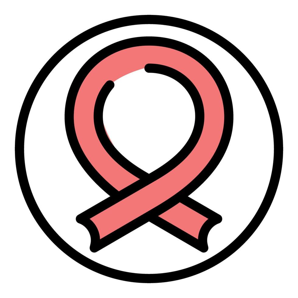 Pink ribbon representing inflammatory breast cancer awareness and support in a circle vector