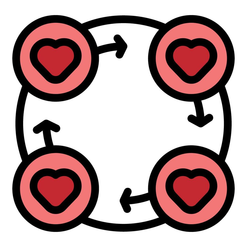 Hearts exchanging love in a continuous cycle vector