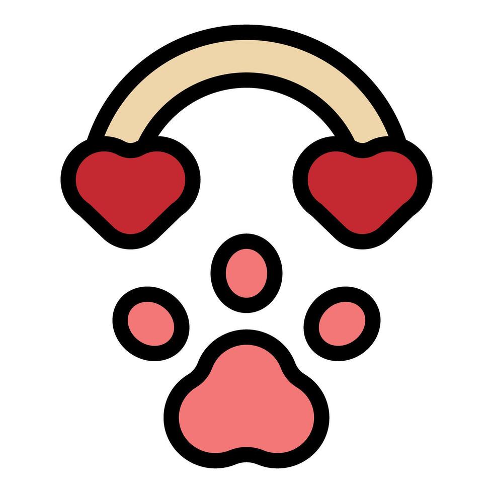 Paw print with two hearts and a bow creating a pet love symbol vector