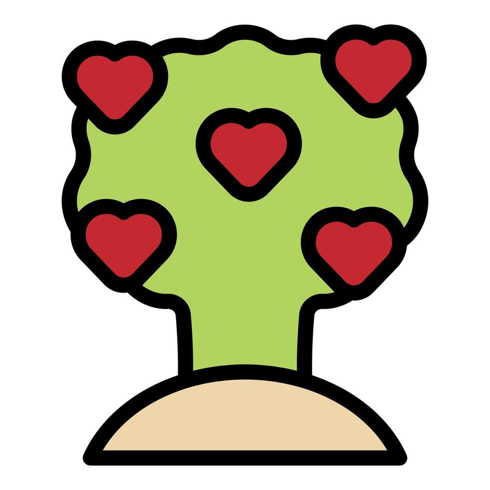 Green tree with red hearts growing on branches symbolizing love and romance vector