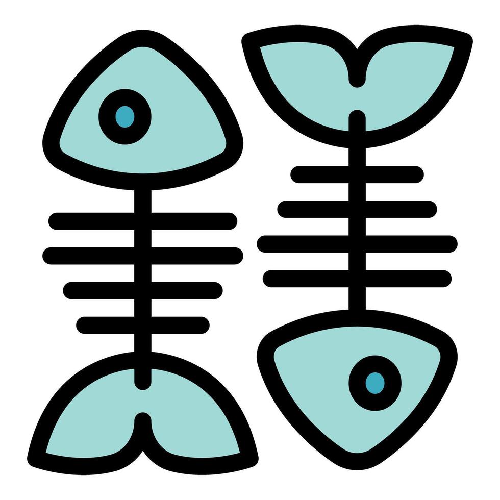Two fish skeletons symbolizing seafood waste and overfishing issues vector
