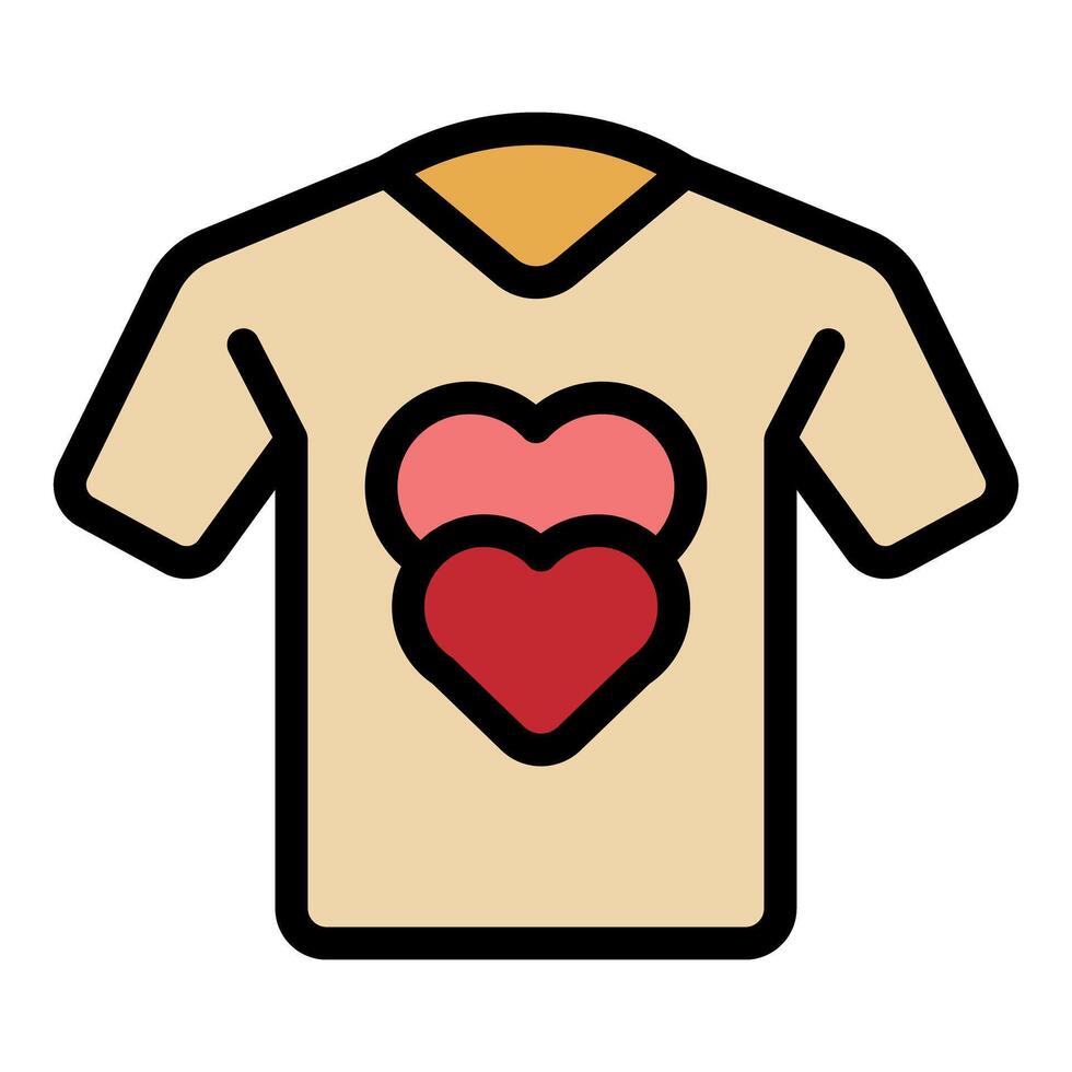 Beige t shirt showing two overlapping hearts symbolizing love and affection vector