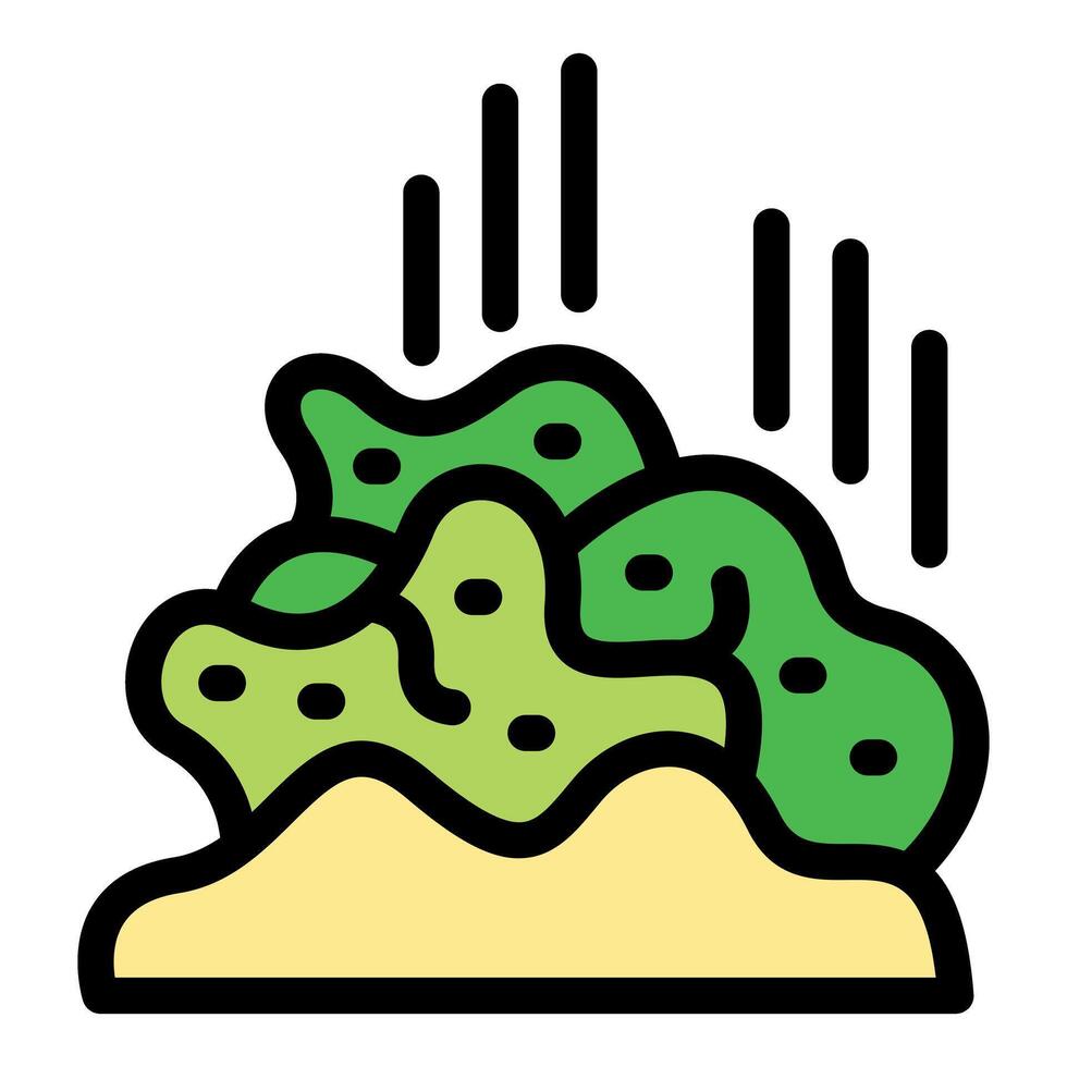 Green algae growing on sand undersea while particles falling down vector
