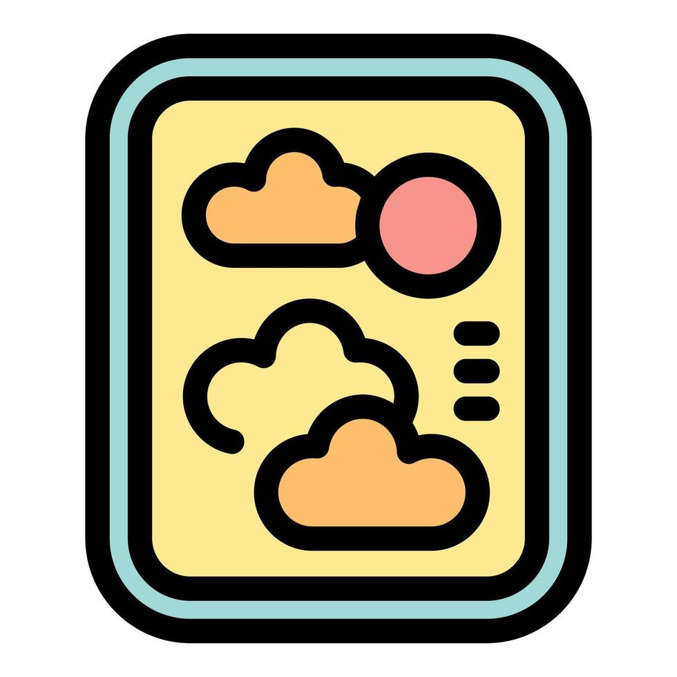 Weather app showing sun and clouds with light wind vector