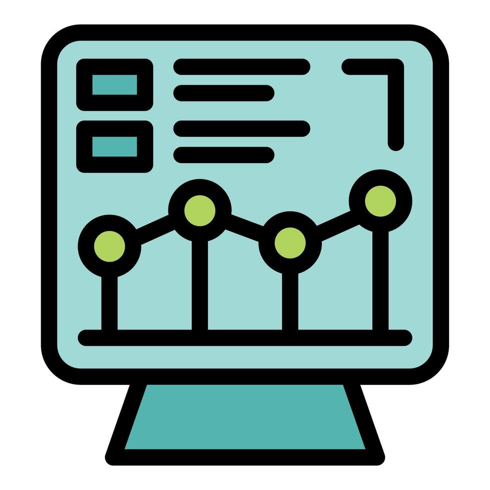 Computer monitor displaying growing chart and data analysis vector