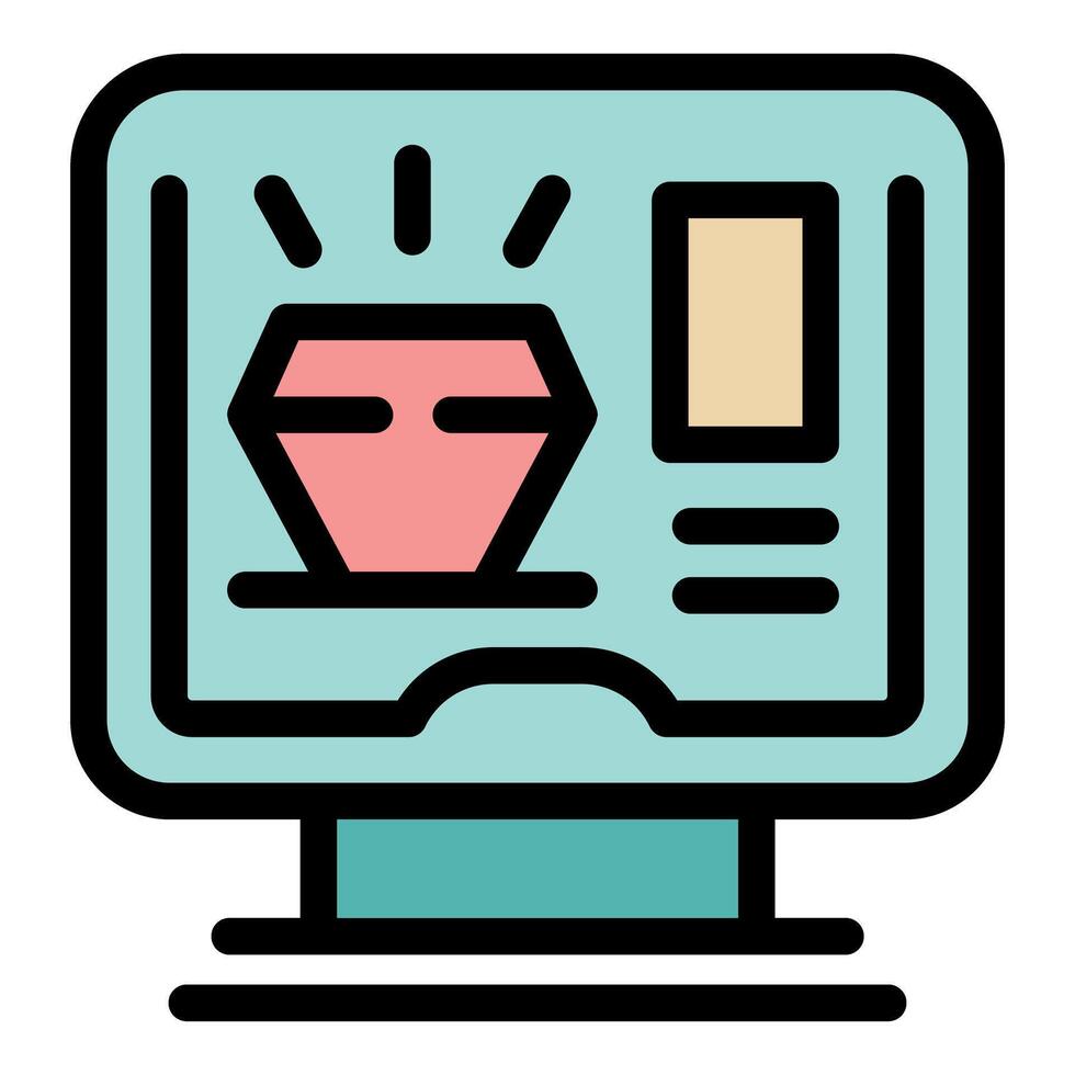 Computer screen showing sparkling diamond, online jewelry store website vector