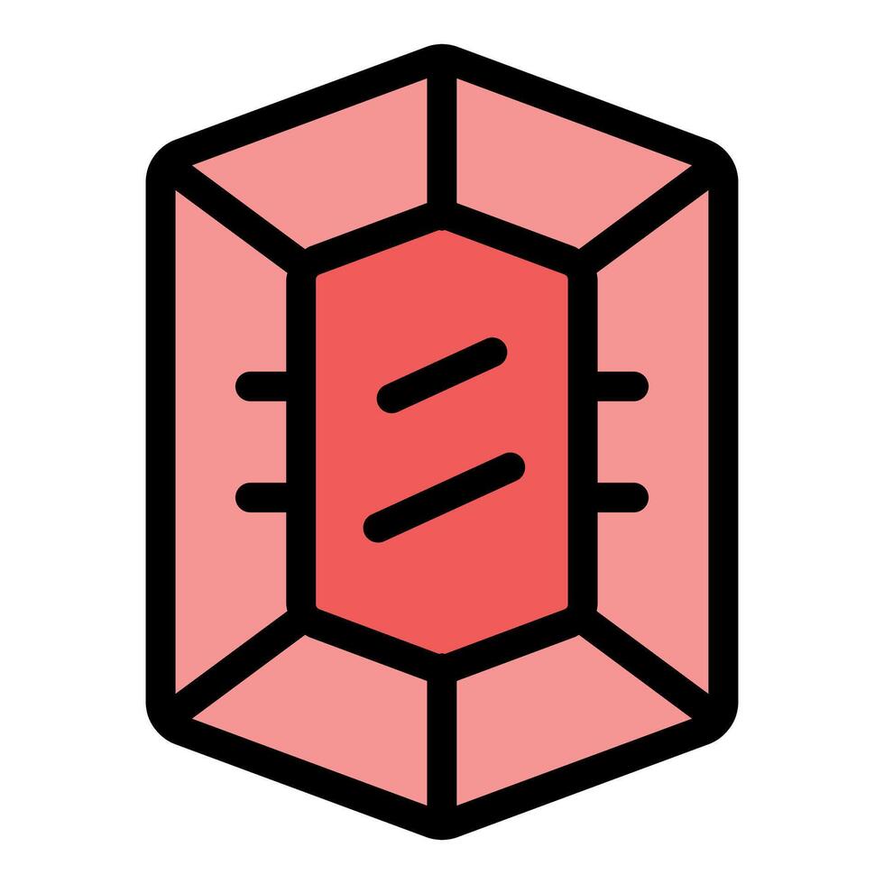 Pink hexagonal gemstone shining brightly with facets gleaming vector
