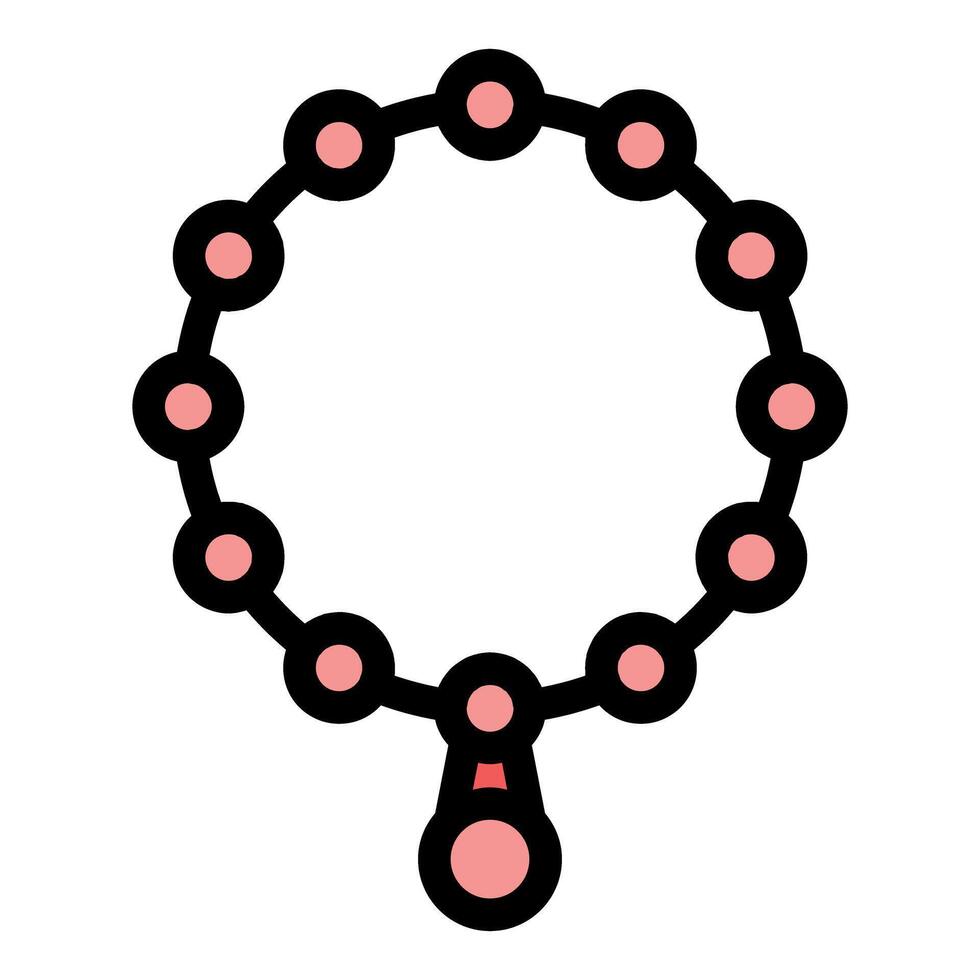 Pink beaded rosary with cross shaped pendant hanging down vector