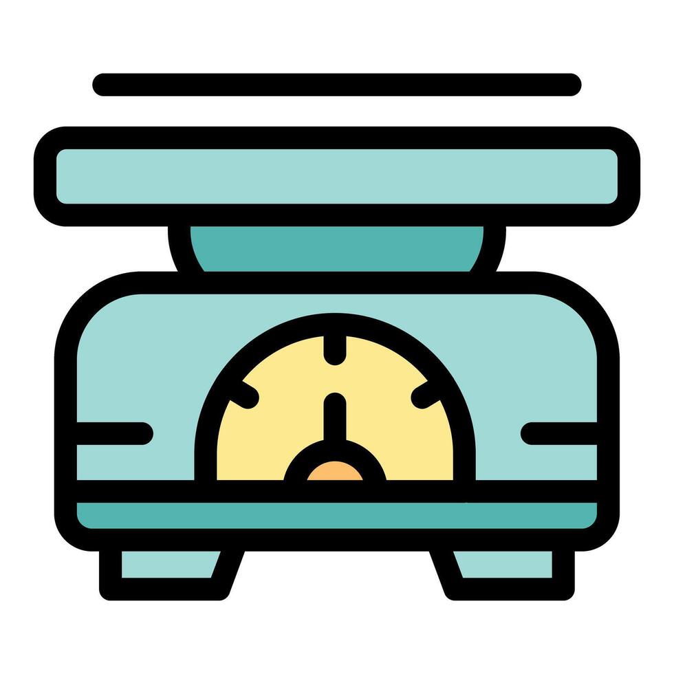 Kitchen scale displaying weight measurement, showing empty platform ready for ingredients vector