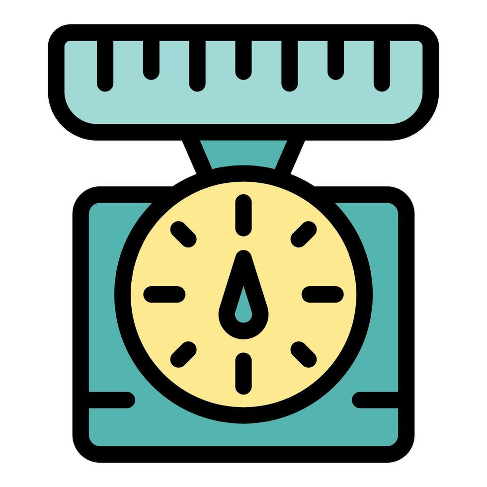 Kitchen scale showing weight measurement icon representing cooking and food preparation vector