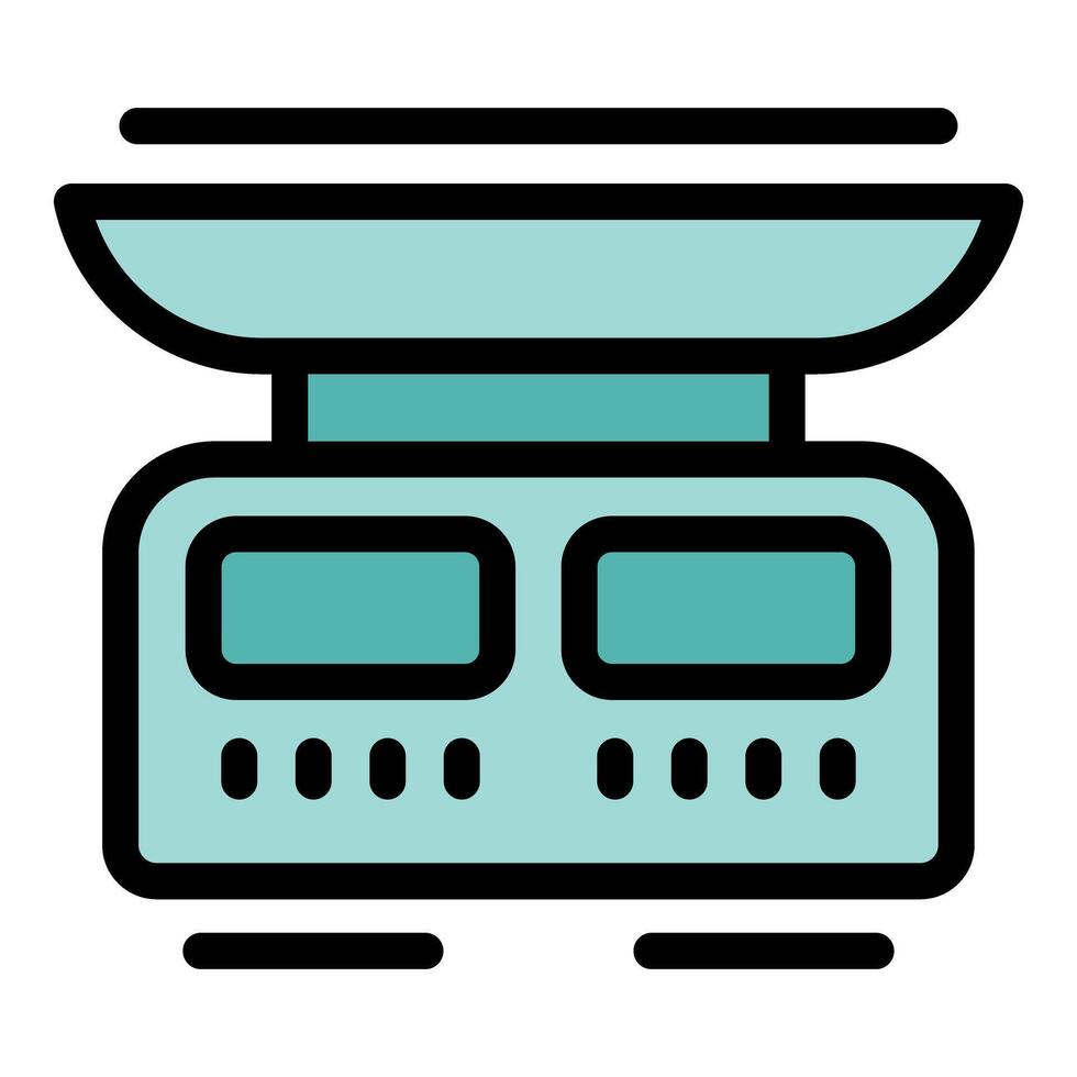Electronic kitchen scale displaying weight measurement information vector