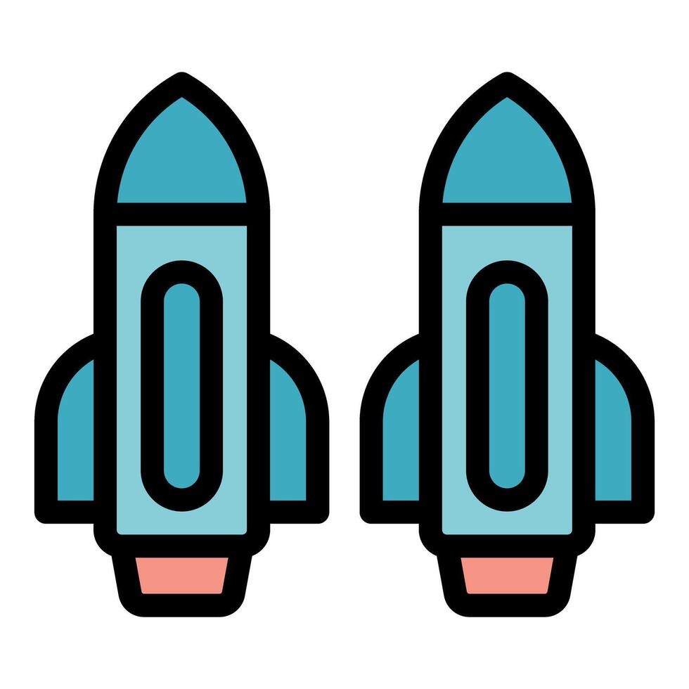 Two rockets launching, embarking on space exploration mission vector