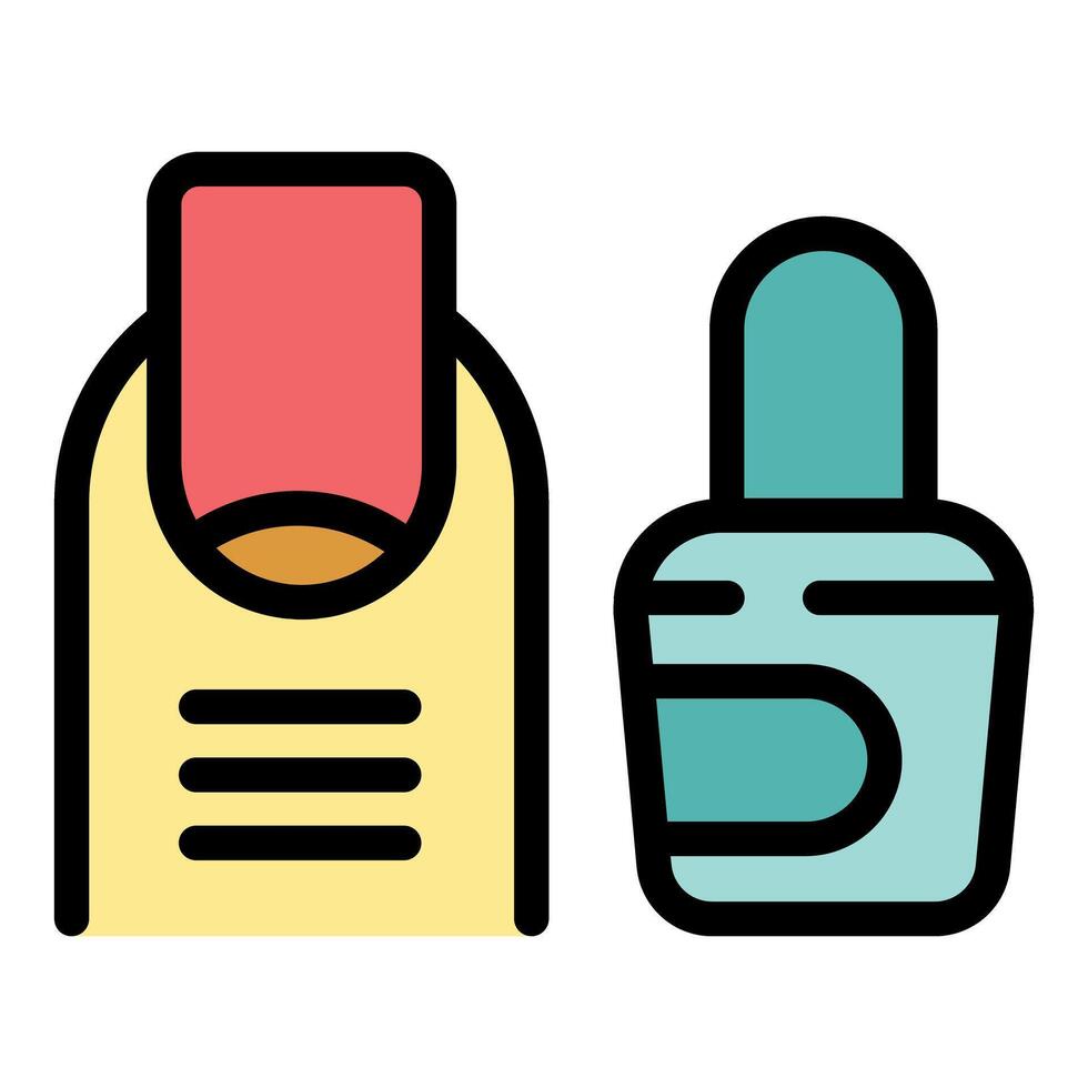 Finger with nail polish and varnish bottle for manicure and beauty treatment vector