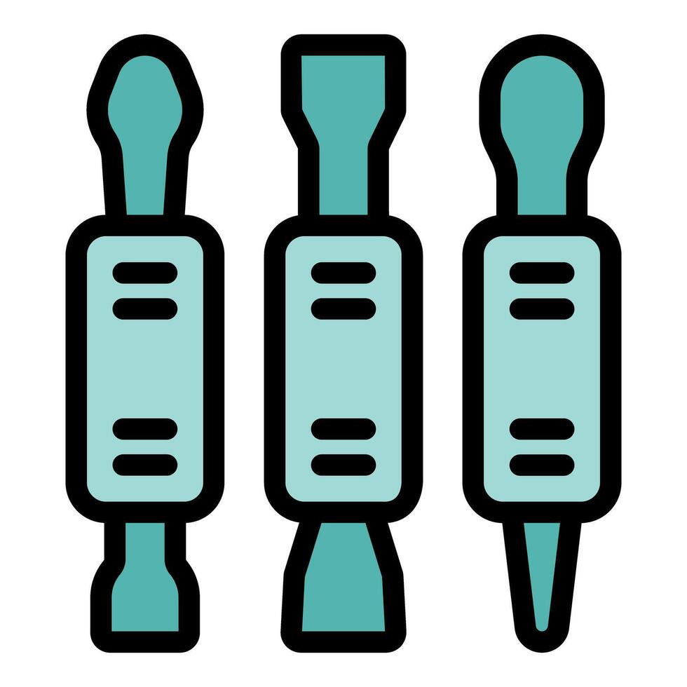 Set of interchangeable screwdriver bits with different tips for precision work vector