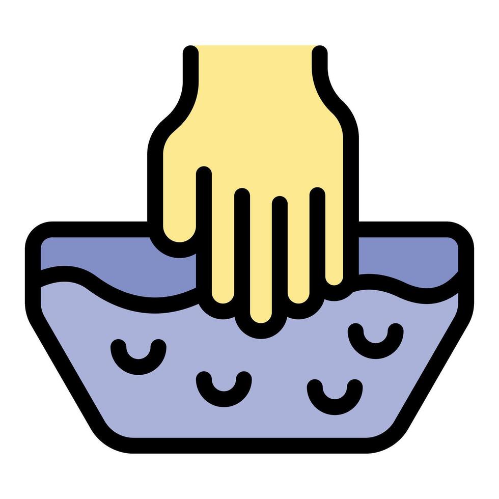 Hand touching water in basin, washing and cleansing ritual vector