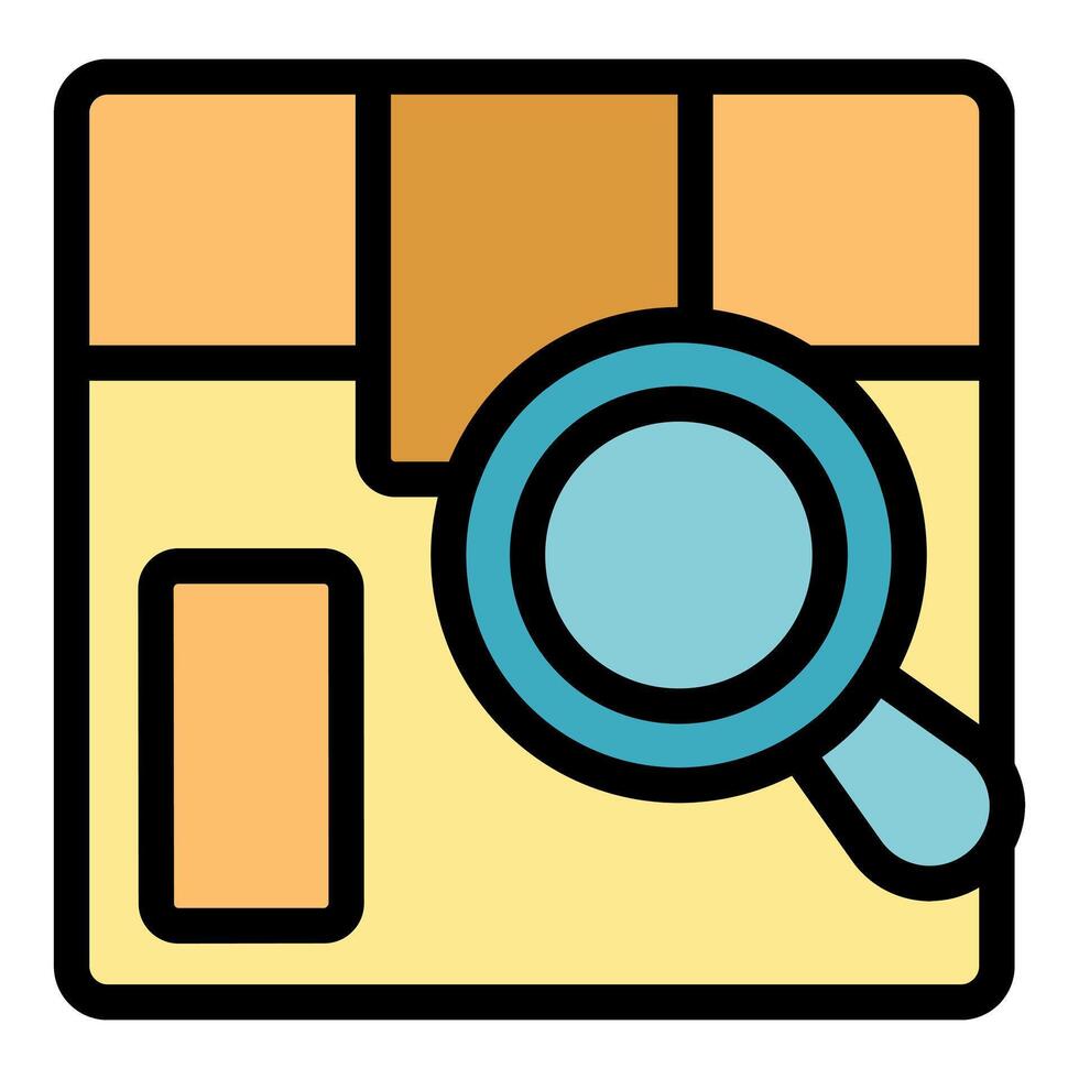 Magnifying glass exploring parcel tracking or cadastral map vector
